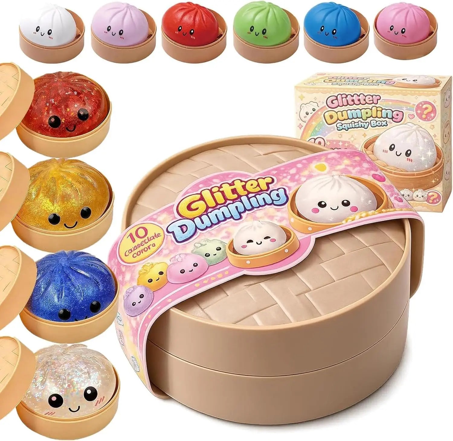 Glitter Dumpling Squishy 2026 New Dumpling Squishy Mystery Box - 10 Colors Random Mystery Gift Box, More Surprises (Random -1PC)