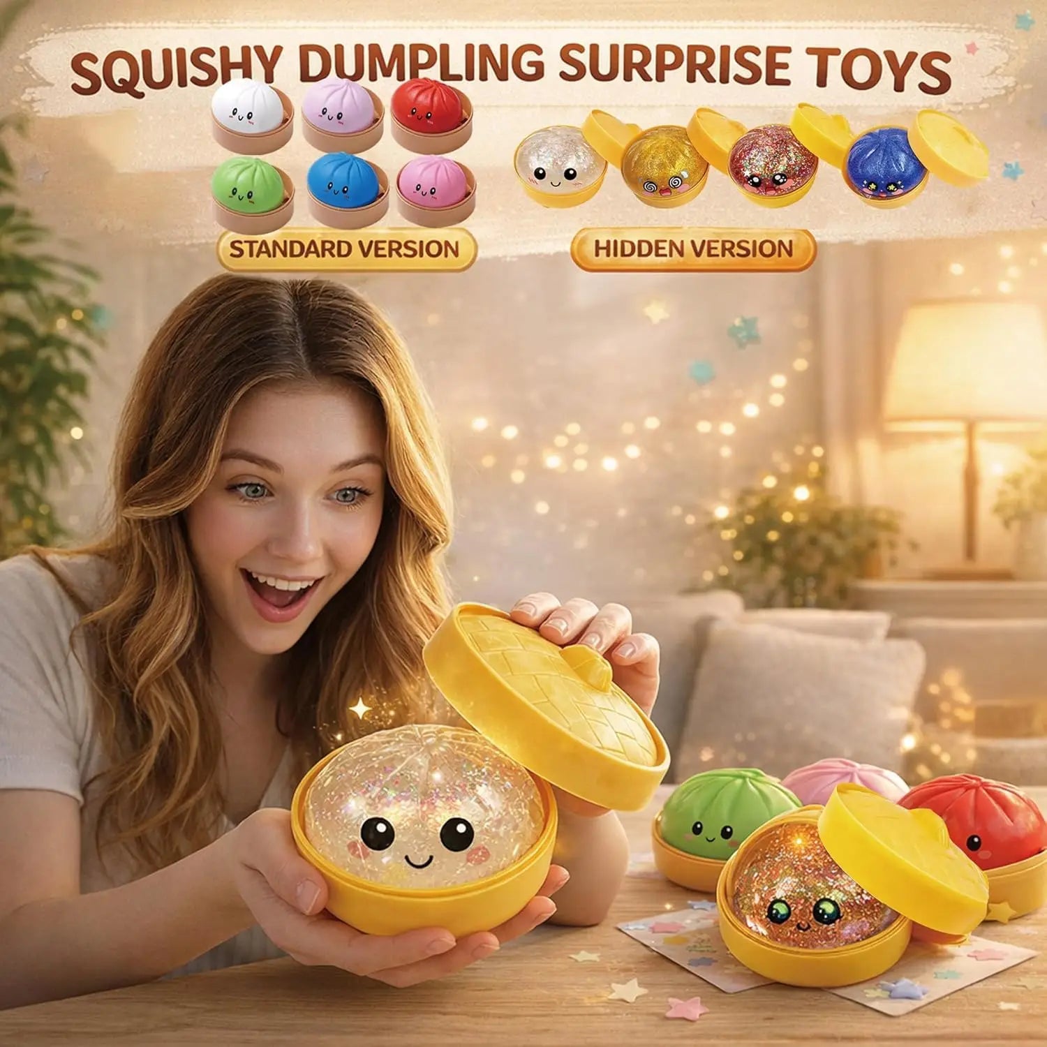 Glitter Dumpling Squishy 2026 New Dumpling Squishy Mystery Box - 10 Colors Random Mystery Gift Box, More Surprises (Random -1PC)